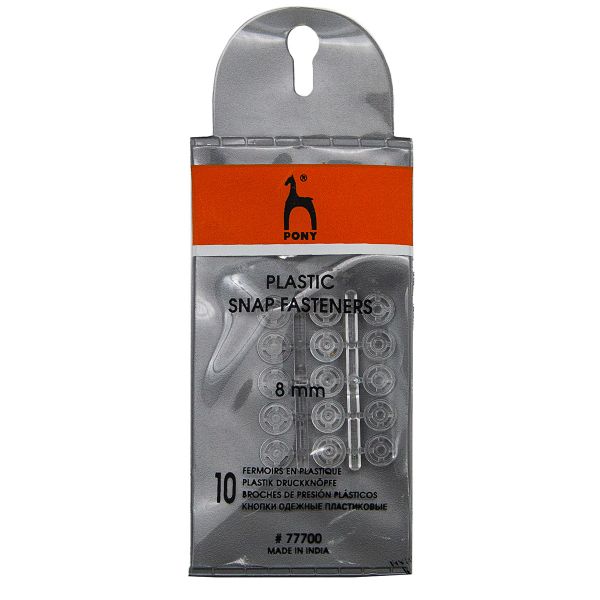 Кнопки одежные 8 мм, пластик, прозрачные, 10 шт, Pony