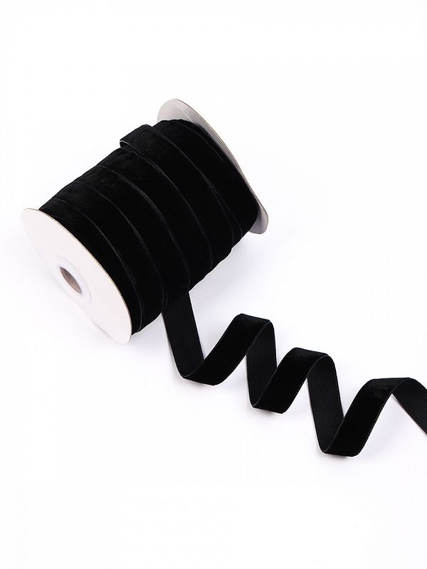 Лента бархатная (тесьма) 15.0 мм / 22.86±1 метров, арт.15VR03 нейлон цв.черный
