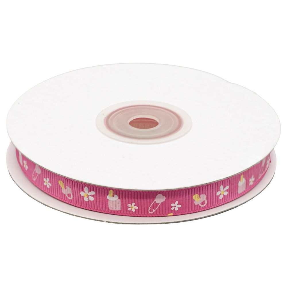 Лента репсовая (в рубчик) Детская, 10 мм, 22,5м (розовый)