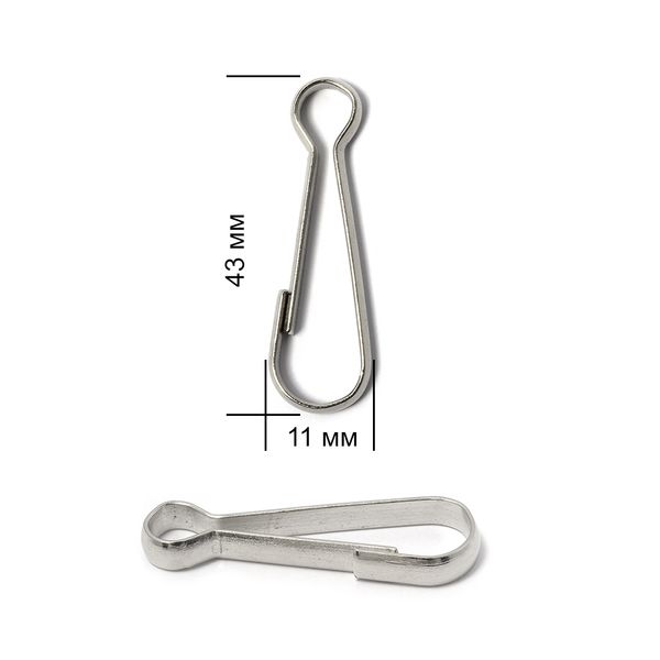 Карабин проволочный сталь 43х11 мм (in 9 мм), уп. 50 шт