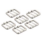 Пряжка прямоугольная 45 мм, с двумя язычками, металл (Nickel Серебро (никель) матовое), МТ_1864, 6 шт