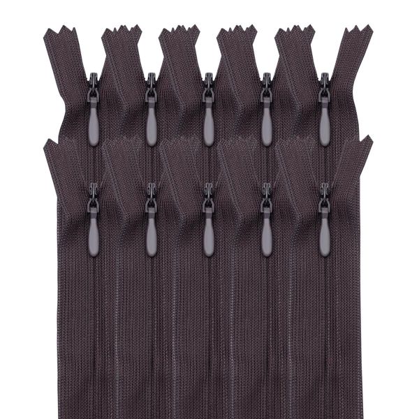 Молния потайная (скрытая) Т3 (3 мм) 1 зам., н/раз., 50 см, шоколад нейлон, 31334 / 50, 10 шт