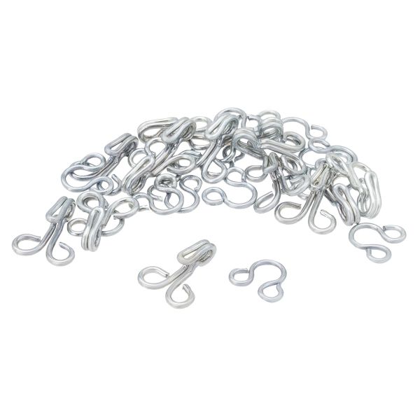 Крючки пришивные 12 мм, 14 шт, с петлями, серебристые, без никеля, Pony, 78504/01