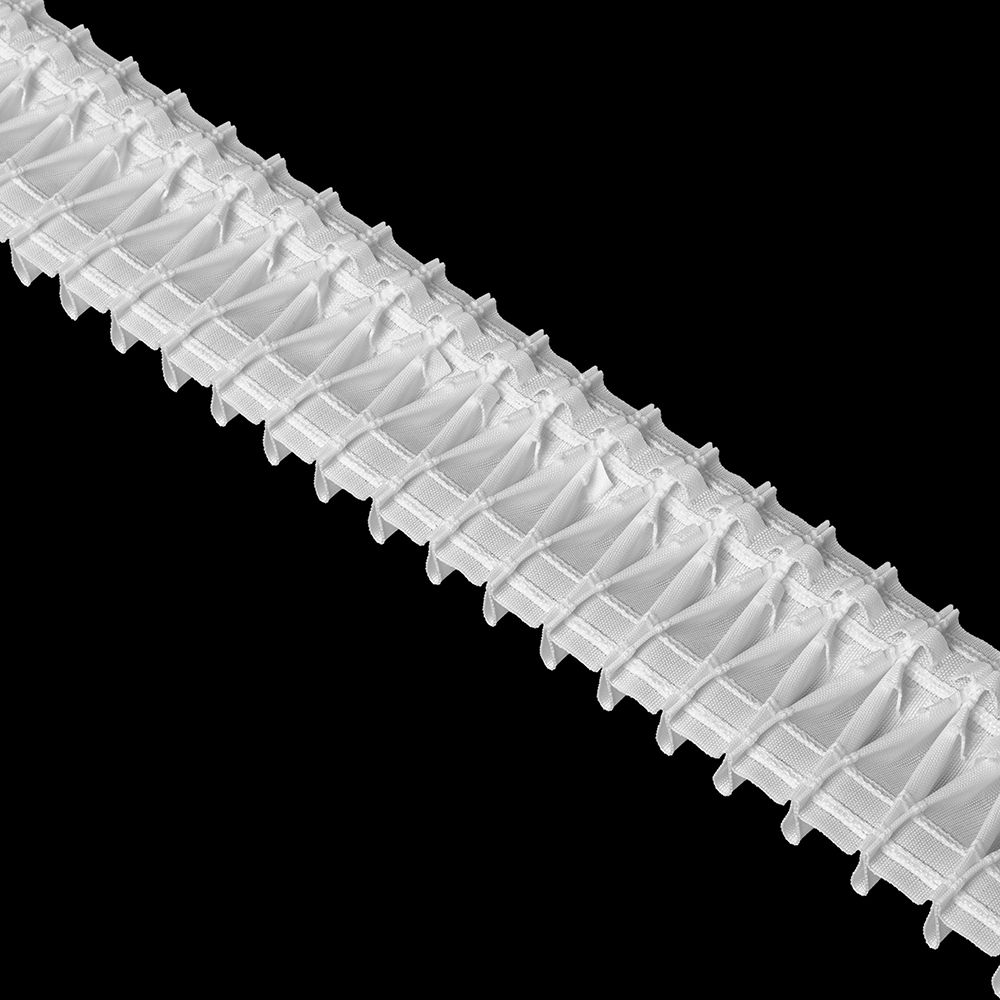 Лента (тесьма) шторная: сборка буфы (1:2.5) 65 мм / 50 метров, белый, OZ-IS 3861 P