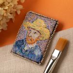 Набор для вышивания нитками Panna, Живая картина. брошь Автопортрет в соломенной шляпе, 5х6 см