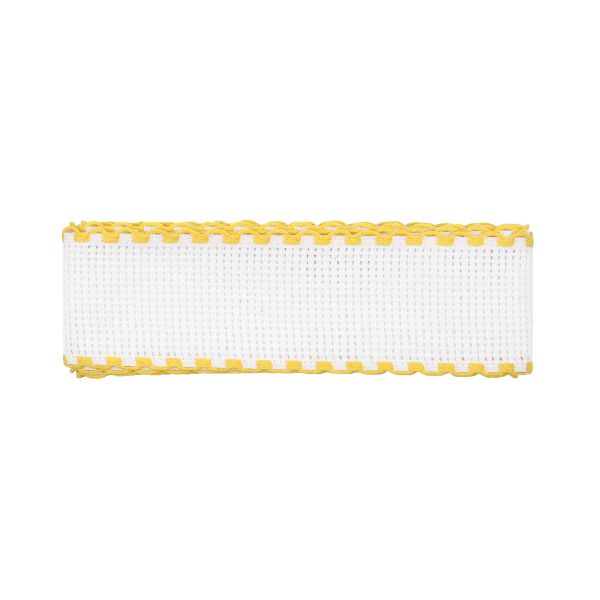 Канва лента 35 мм / 1.5 метра, 100% хлопок Bestex (белый/желтый)