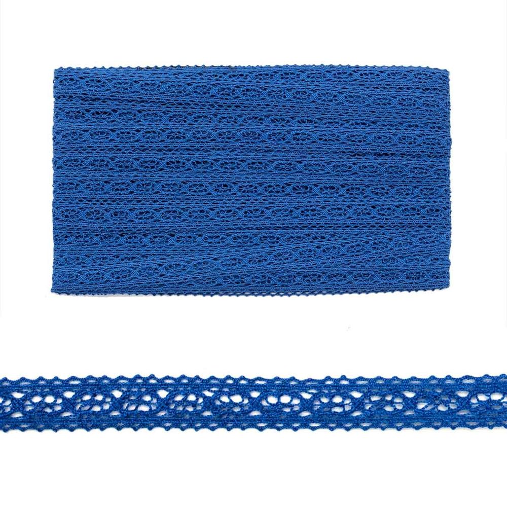 Кружево вязаное (тесьма) 12.0 мм х/б, JD054 синий, 20 м