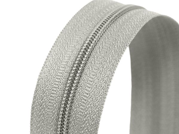 Молния рулонная витая (спираль) Т3 (3 мм), УСИЛЕННАЯ, НА БОБИНЕ, S-133 св.серый (цв.SBS) / 200 метров