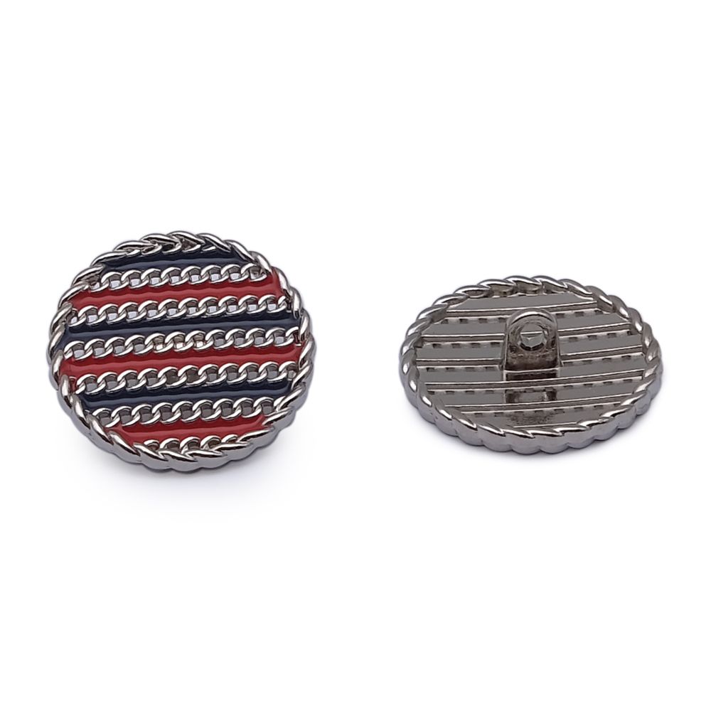 Пуговицы на ножке Твидовая 36L (23мм), металл (Blue/Red (синий/красный/серебро)), ME-651, 36 шт