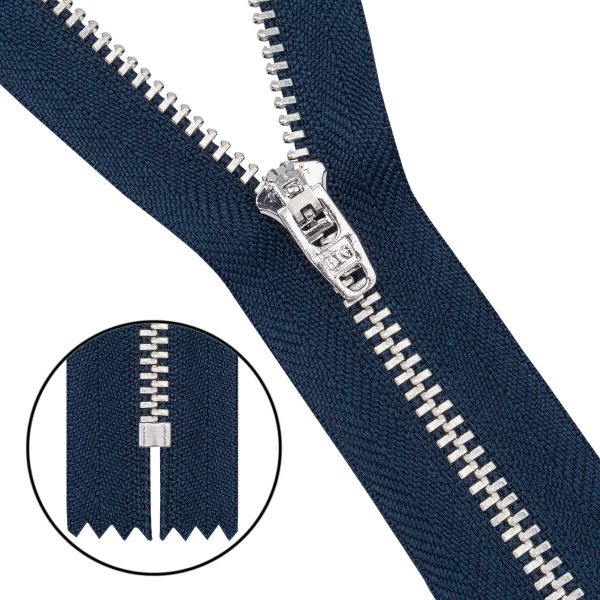 Молния металл джинсовая Т5 (5 мм) 1 зам., н/раз., 16 см, синий, 39111/16-Н, 10 шт