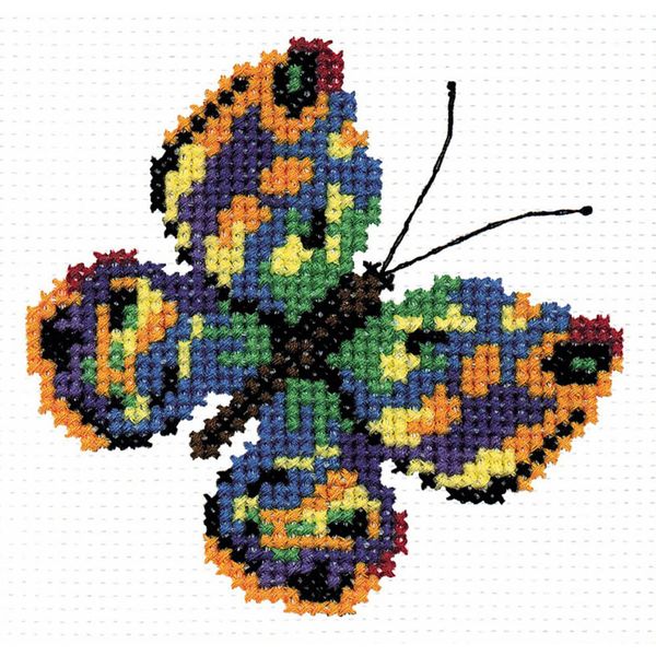 Набор для вышивания нитками РС Студия, Бабочка зеленая 11х11 см