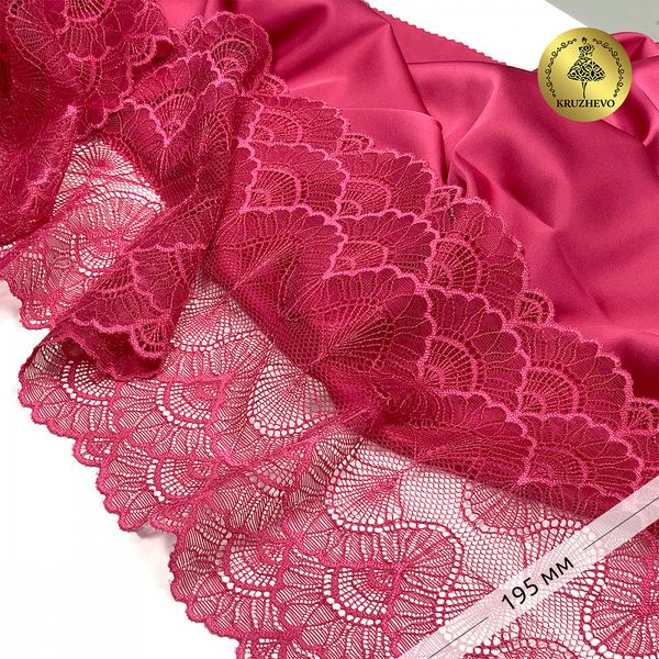 Кружево эластичное (стрейч) 195 мм, TBY.8034, S261 лесная ягода, 10м, Kruzhevo