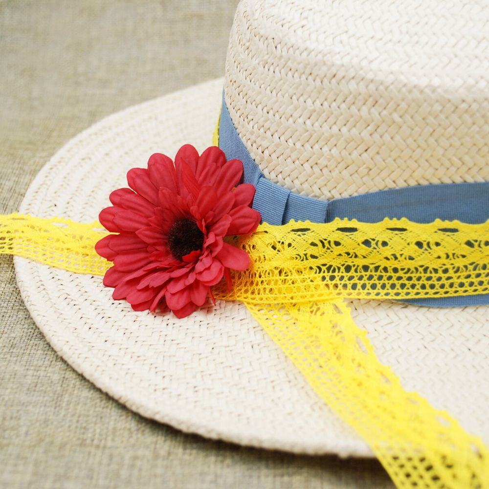 Кружево вязаное (тесьма) 33 мм, х/б, JD013 желтый, 20 м