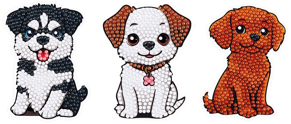 Кристальная (алмазная) мозаика Фрея ALVN-311, наклейки, Три щенка, 7.5х10 см