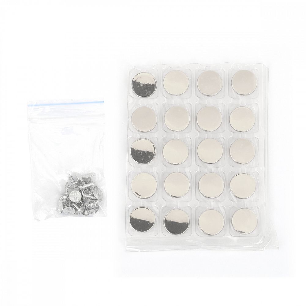 Пуговицы джинсовые ⌀15 мм, фиксированная ножка, металл, TBY-1356 никель уп.20 шт