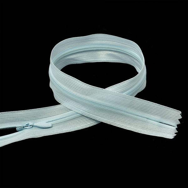 Молния потайная (скрытая) Т3 (3 мм) 1 зам., н/раз., 60 см, цв.F182 голубой уп.50 шт