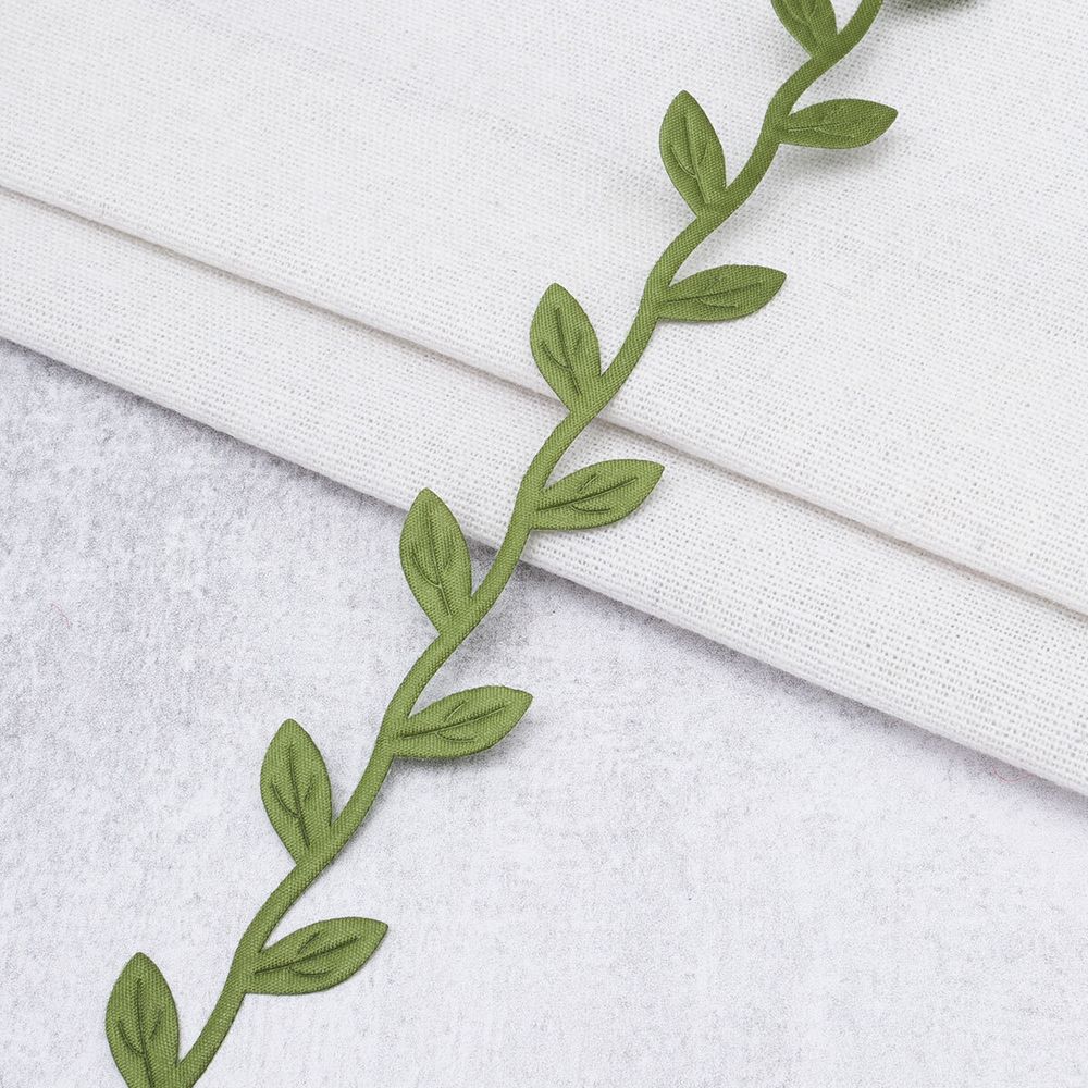 Тесьма отделочная 20 мм / 3 шт по 64 метра, 1-Н14 Зеленые листики, 100% п/э, 23704