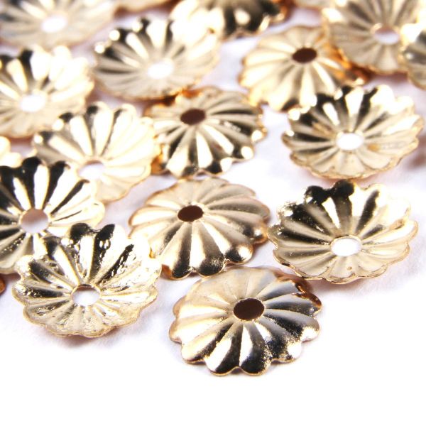 Шапочка для бусин, 5мм 50 шт в упак, Астра, Золото