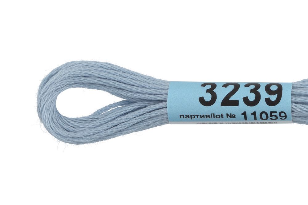 Мулине Gamma 100% хлопок, цв.3239 голубой, 24 мотка по 8 метров