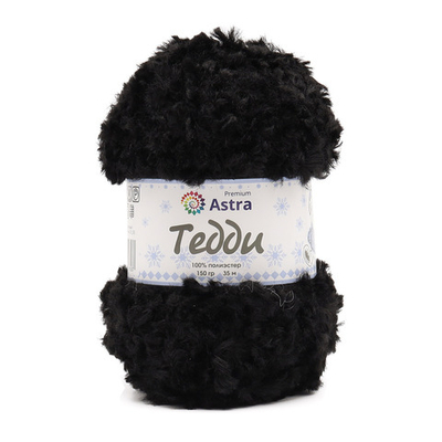 Пряжа Astra Premium (Астра Премиум) Тедди букле / уп.1 мот. по 150 г, 35 м, 02 черный