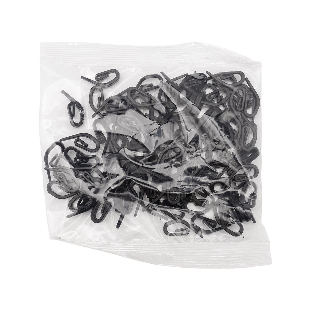 Крючки шторные для карниза 26.5 мм, улитка усиленные, пластик, черный, 100 шт/упак