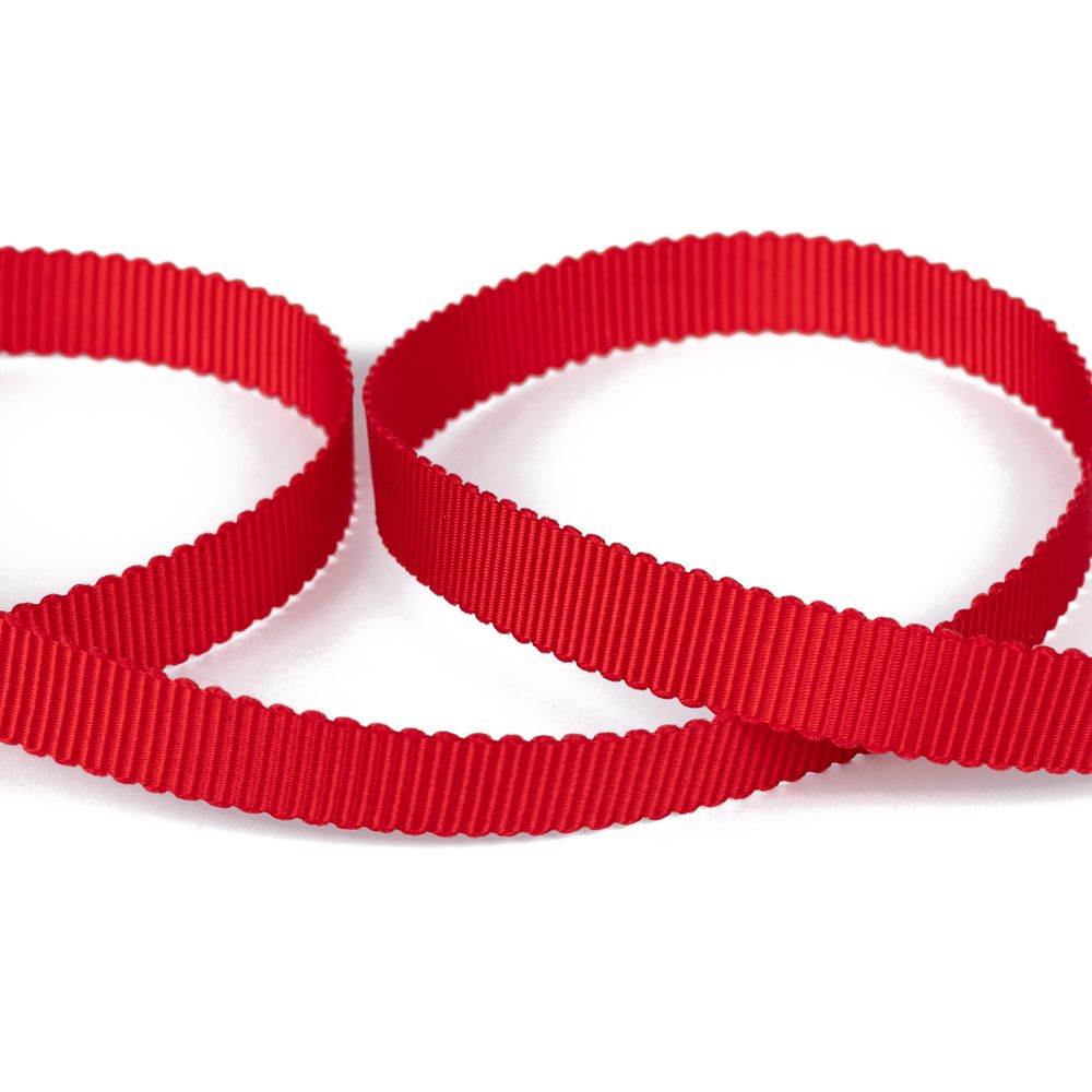 Лента репсовая (в рубчик) с зубчатым краем 10.0 мм / 25±1 метров, 235 яр.красный, Gamma PTGR-10