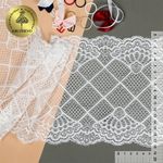 Кружево эластичное (стрейч) 180 мм, 8018, 1 белый, 3м, Kruzhevo