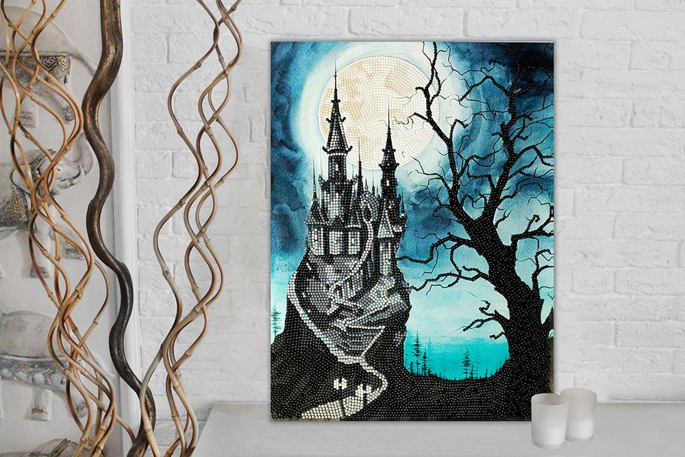 Алмазная (кристальная) мозаика Фрея, Замок под луной, 30х40 см