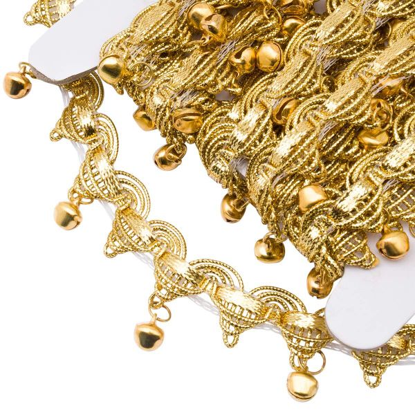 Тесьма металлизированная с бубенчиками 1,5см, 9,14м (золото)