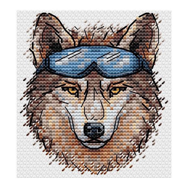 Набор для вышивания нитками МП Студия, вышивка на одежде Брутальный волк 9х8 см