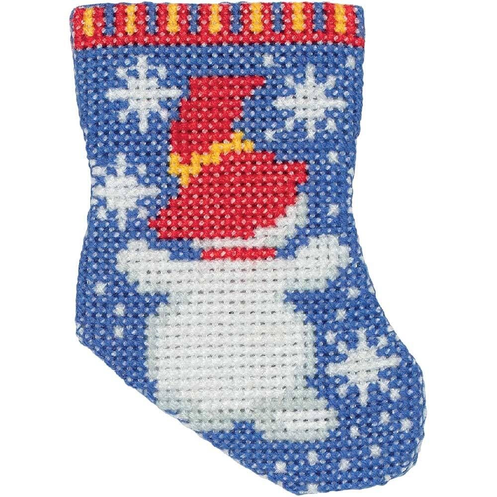 Набор для вышивания нитками Klart, Носочек со снеговиком, 6х8,5 см