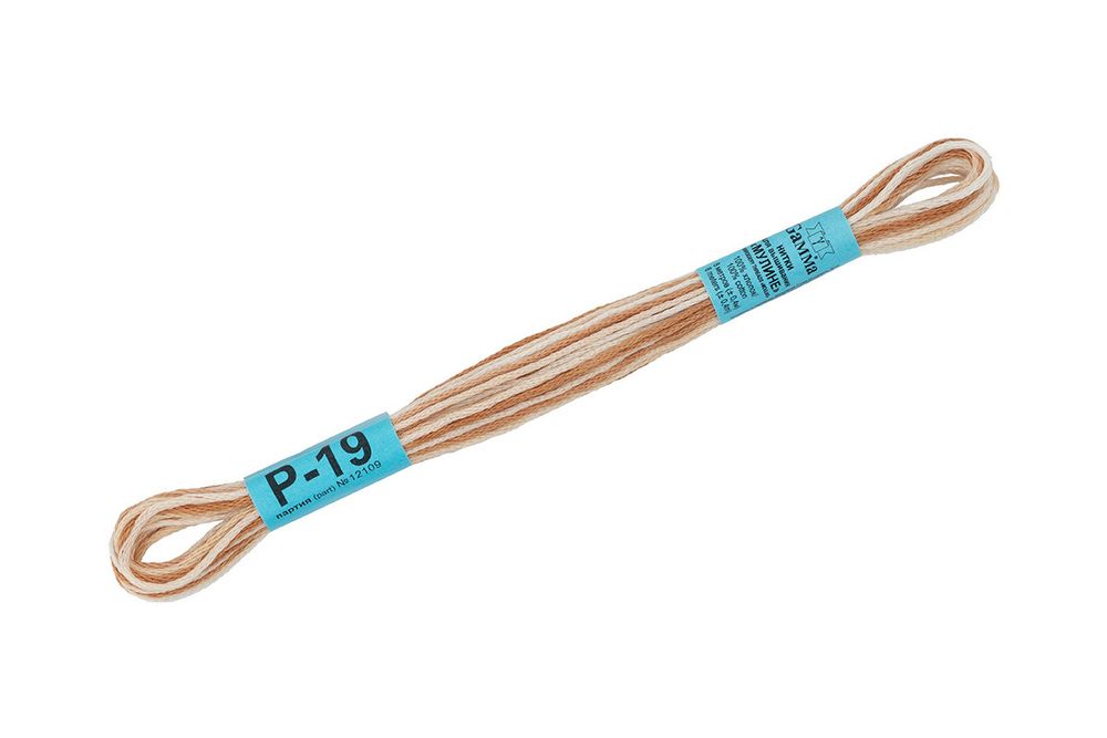 Мулине Gamma меланж, цв.Р-19 св.коричневый-белый, 12 мотков по 8 метров