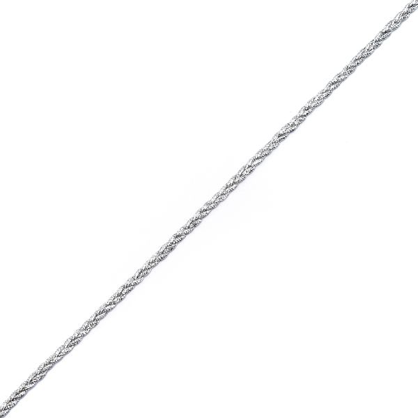 Тесьма отделочная плетеная 3 мм / 30 метров, серебро, С951Г7