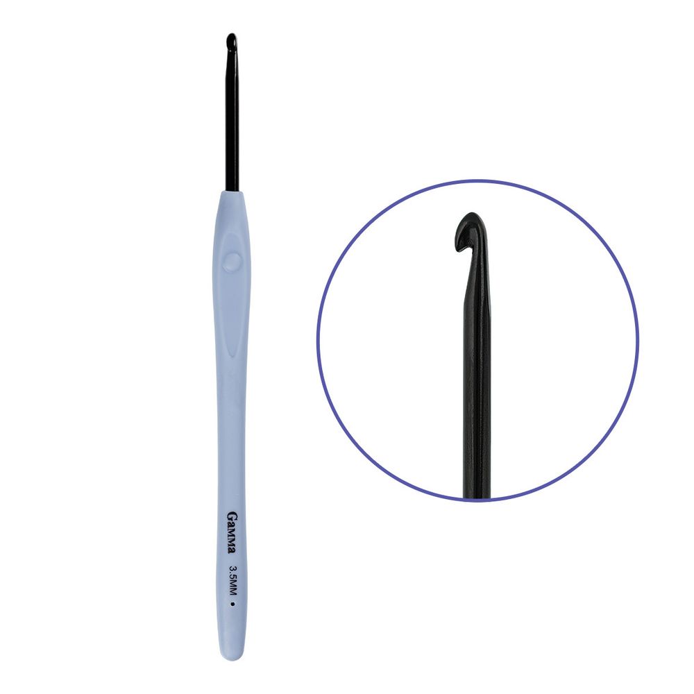 Крючок для вязания с прорезиненной ручкой ⌀3.5 мм, 16 см, алюминий, Gamma RH-BL