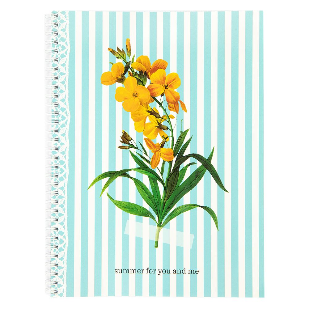 Тетрадь Flowers A4 80 л. на гребне 60 г/м², 4 шт, клетка, SVT 800421 02 голубой, Светоч