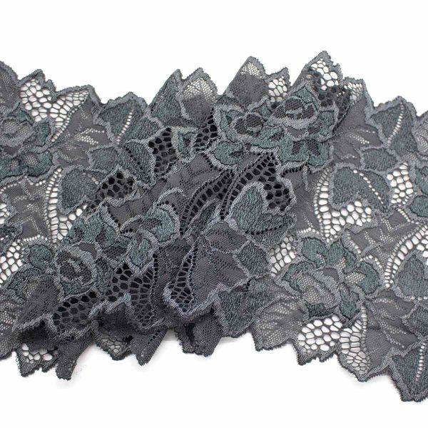 Кружево бельевое эластичное 165 мм / 10 м, т.серый