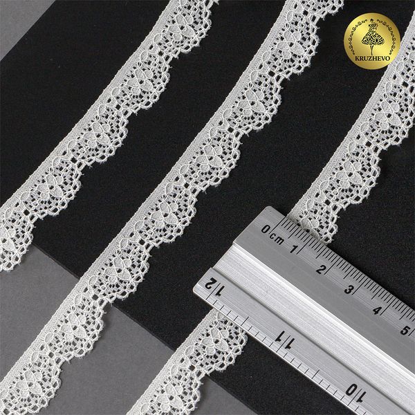 Кружево эластичное (стрейч) 15 мм 8031, цв.F102 сумрачно-белый уп.50м, Kruzhevo
