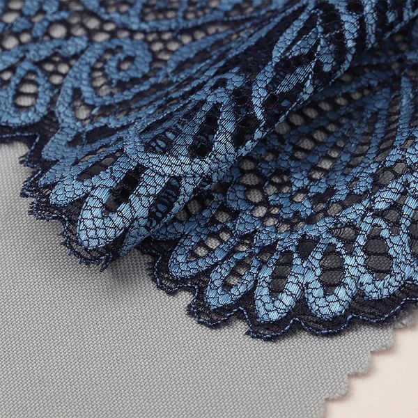 Кружево бельевое эластичное 240 мм / 25 м, TY.40992, цв.голубой, Kruzhevo