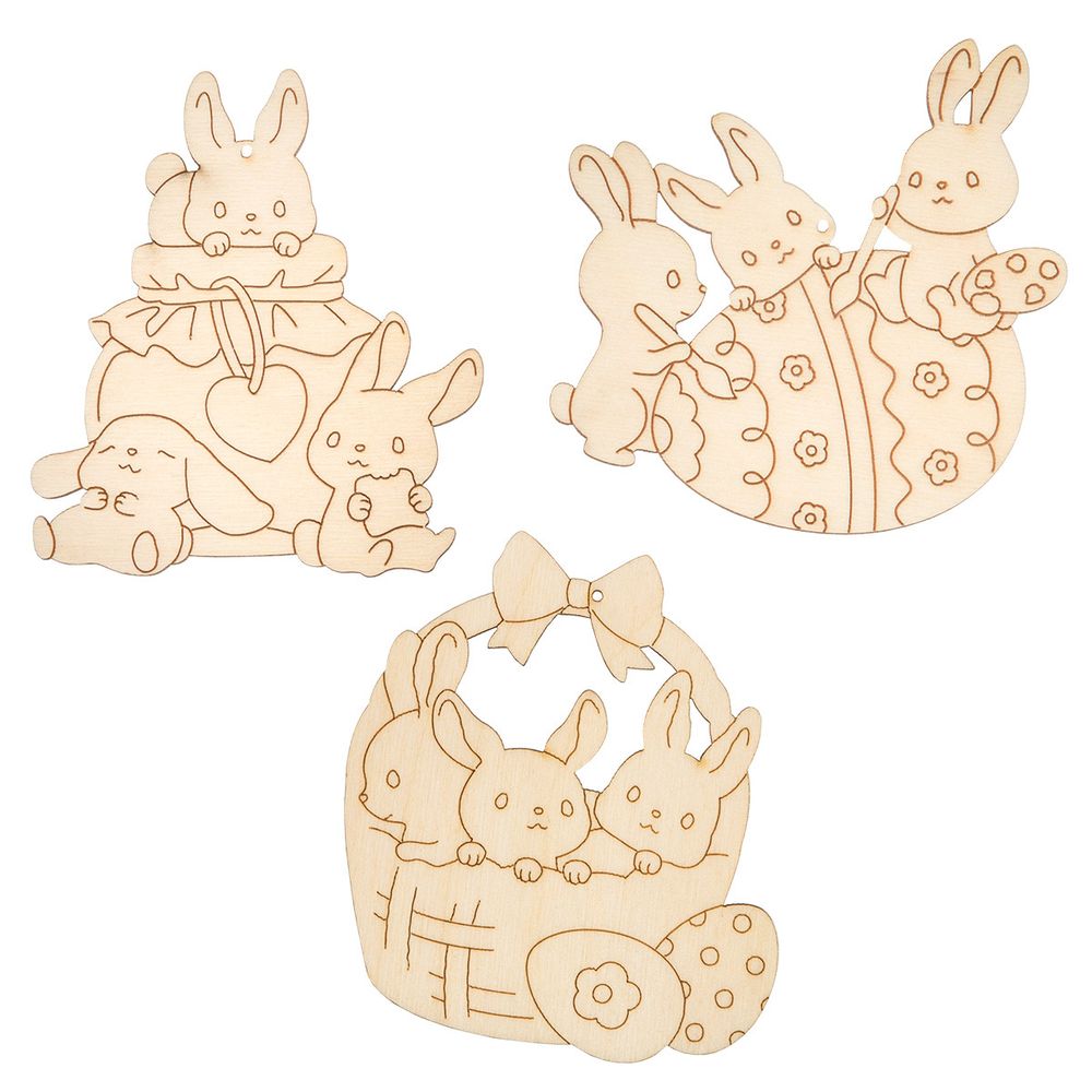 Заготовка из фанеры набор подвесок Зайчики 9х9х0.3 см, Mr.Carving ВД-1223