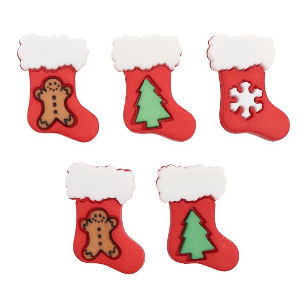 Украшения пуговицы декоративные фигурки Чулок для подарков пластик, 5 штук, Dress It Up