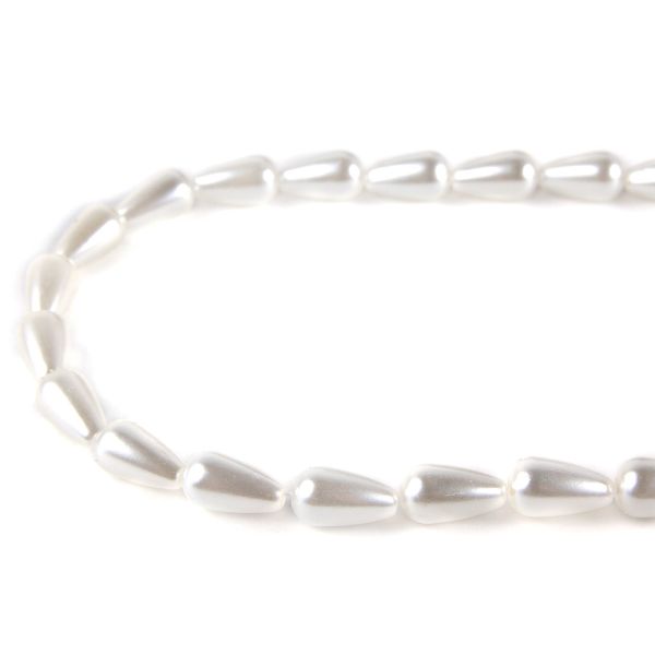 Бусины пластик (жемчуг) 13х7 мм, 80 шт, Astra&Craft, белый