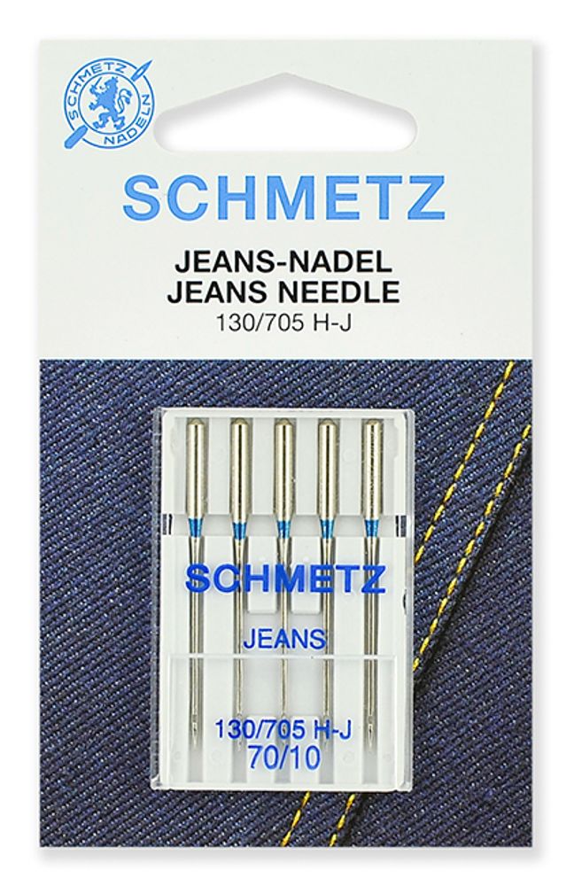 Иглы для швейных машин для джинсы Schmetz 130/705H-J №70, уп. 5 игл