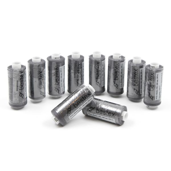 Нитки швейные бытовые Bestex 40/2, 365 м (400 ярд) / 10 кат., 270 морозный серый