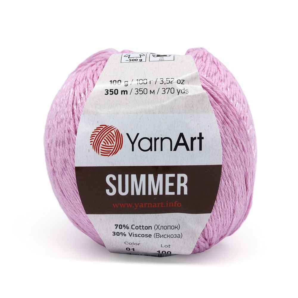 Пряжа YarnArt (ЯрнАрт) Summer / уп.4 мот. по 100 г, 350м, 01 светло-сиреневый /TOS/
