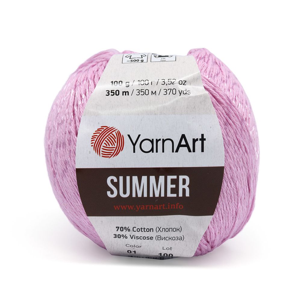 Пряжа YarnArt (ЯрнАрт) Summer / уп.4 мот. по 100 г, 350м, 01 светло-сиреневый