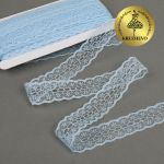 Кружево отделочное в стиле "трикотаж" 28 мм, TBY 1670, цв.05 голубой, уп.27.4м