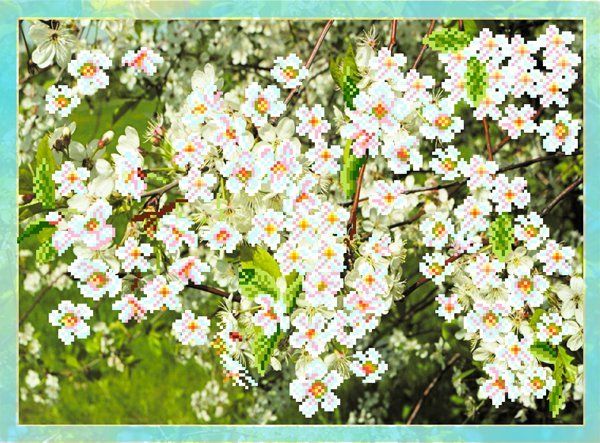 Рисунок для вышивания Матренин Посад (шелк), 37х49 -4092 Цветущая вишня