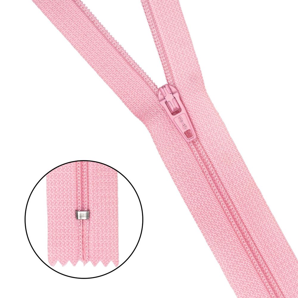 Молния спираль (витая) брючная Т3 (3 мм) 1 зам., н/раз., 20 см, автомат, роз, 30109, 10 шт