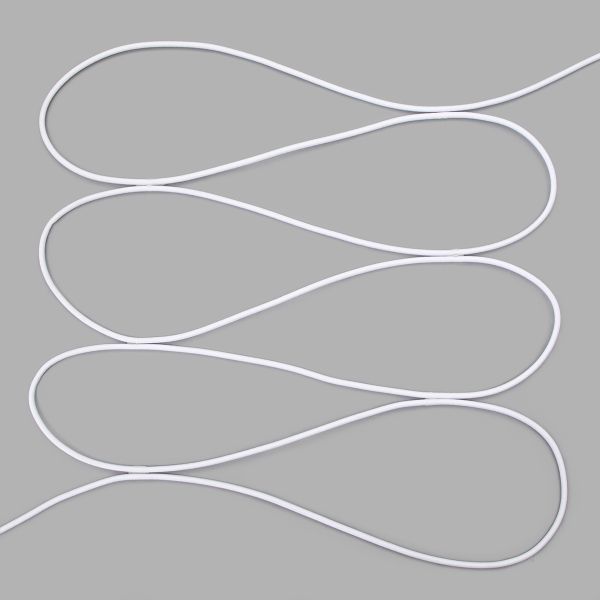 Резинка шляпная (шнур эластичный) ⌀2.5 мм / 100 метров, 01 белый