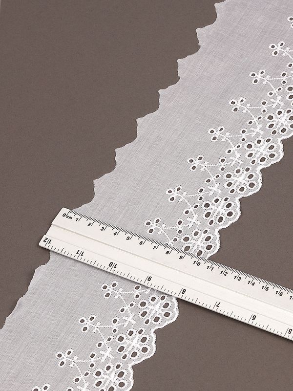 Кружево шитьё 100 мм / 2.7 метра, хлопок, TBY.0182, 01 белый